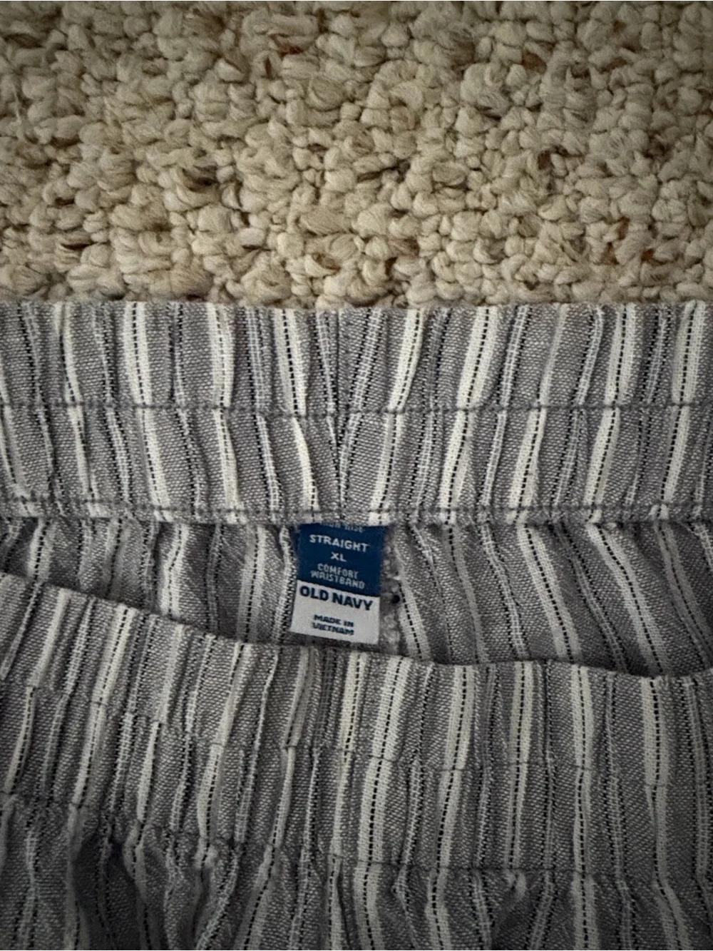 Old Navy Gray and White Striped Straight Pants